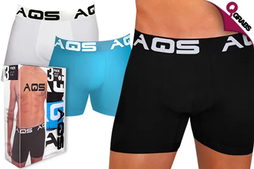 For QR79 Stick Up with Packs of Three AQS Men’s Boxers  - Choose from Four Packs of Different Colors! (QR182 Value)